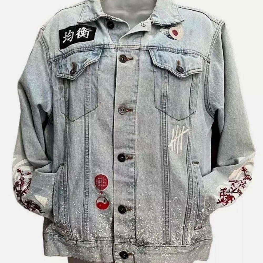 Brooklyn Cloth Blue Denim Jacket Embroidered Unisex Size M